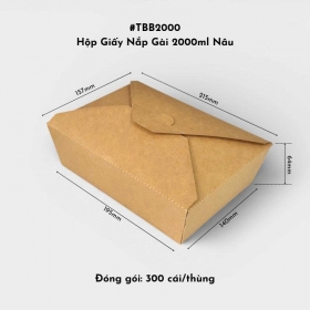 Hộp giấy khóa chéo 2000ml kraft nâu đựng gà vịt quay